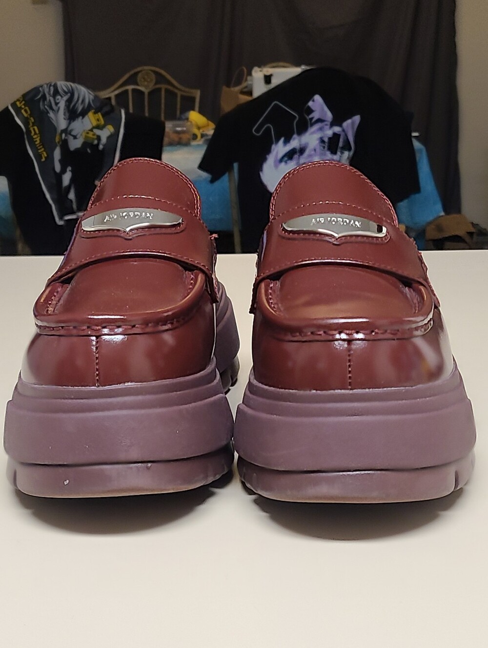 Air Jordan Team Red patent leather chunky platform loafer mules size 9 - Picture 2 of 12